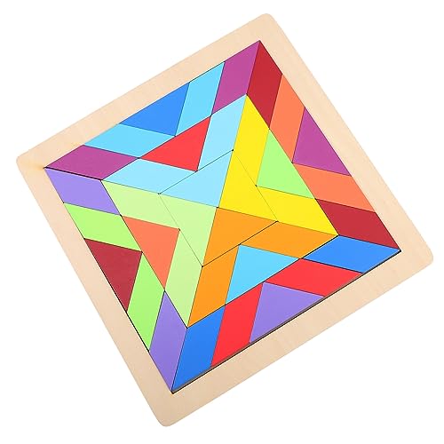 Vaguelly Buntes Regenbogen Holzpuzzle Geometrische Bausteine aus Natürlichem Holz Pädagogisches Lernspielzeug für Räumlichen Denkens und Kreativität von Vaguelly