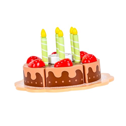 Vaguelly Cecilia Essen Rollenspiel Geburtstagsparty-Kuchenspielzeug Geburtstag für holzspielzeug für pädagogisches Partykuchen-Spielspielzeug hölzern Brown von Vaguelly