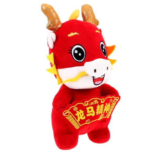 Vaguelly Chinesische Drachenpuppe Plüschspielzeug Neujahrsdekoration Glücksbringer Maskottchen für Zuhause Büro Auto Fest Geschenk von Vaguelly