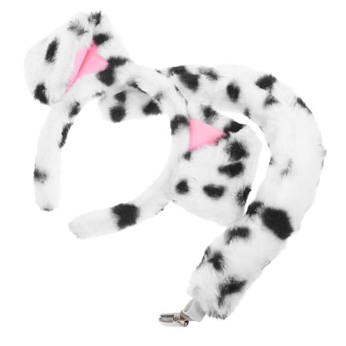 Vaguelly Dalmatiner Hund Ohren Haarreif und Plüsch Hundeohren Stirnband Welpen Kostüm Zubehör für Party Fasching Halloween Cosplay Mädchen und Frauen von Vaguelly