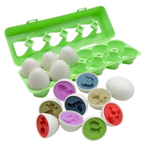 Vaguelly Dinosaurier Matching Eier Bunte Lernspielzeug für Kleinkinder Montessori Ostergeschenk Fördert Farb und Formenerkennung Sicher Glatte Oberfläche Langlebiges Kunststoffmaterial von Vaguelly