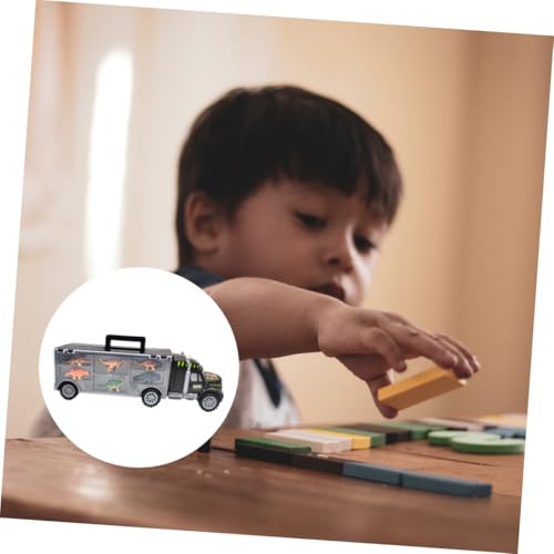Vaguelly Dinosaurier Transport LKW Set mit Dinosaurier Figuren Robuster Autotransporter mit Abnehmbarem Anhänger Kinderfreundlich Tragbar für Fantasievolles Drinnen und Draußen von Vaguelly