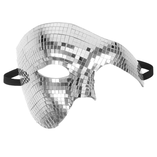 Vaguelly Disco-Maske: Disco-Gesichtsmaske mit Spiegel, Maskenball-Gesichtsbedeckung, Halloween-Party, Erwachsene, Glitzer-Musik-Outfits für Geburtstagsclub-DJ-Party, Silber Vaguelly Disco-Maske: Disco-Gesichtsmaske mit Spiegel, Maskenball-Gesichtsbedeckung, Halloween-Party, Erwachsene, Glitzer-Musik-Outfits für Geburtstagsclub-DJ-Party, Silber von Vaguelly