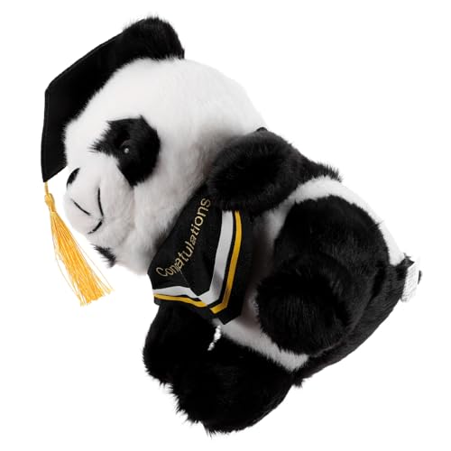 Vaguelly Doktor Panda Puppe Kuscheltier Gefülltes Panda- Zum Abschluss Cartoon-abschluss-Panda- Plüschpanda Mit Abschlusskappe Bequeme Panda-Puppe Yellow Baumwolle von Vaguelly