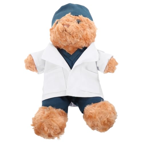Vaguelly Doktor-bär-Puppe Arztkostüm Für Hund Bärenpuppe Hundearzt-Halloween-kostüm Kleiner Bär Stofftier Ausgestopftes Bärentier Bärenkleidung Tragen Doktor Bär Stofftier Eisbär Plüsch von Vaguelly