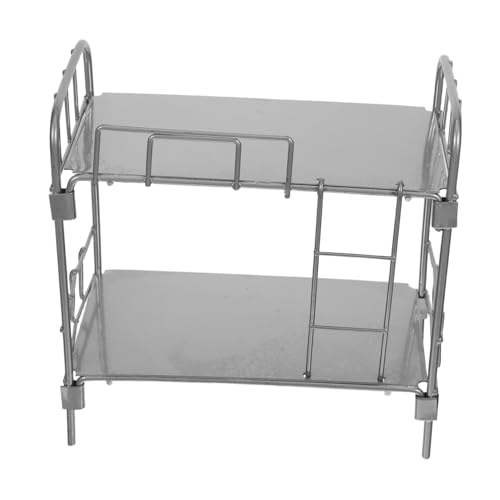 Vaguelly Doppelbett Etagenbett Platzsparendes Design Funktionelles Zubehör für Puppenhausdekoration Silberfarbenes Modell für Kreative Arrangements von Vaguelly