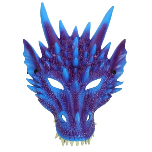 Vaguelly Drachenmaske Karneval-cosplay Drachen Gesichtsmaske Halloween-maske Stirnband Machen Kinder Dekor Halloween-cosplay-masken Schön Tier Tier Violett Pu 3d Kleidungsstücke Ultraleicht von Vaguelly