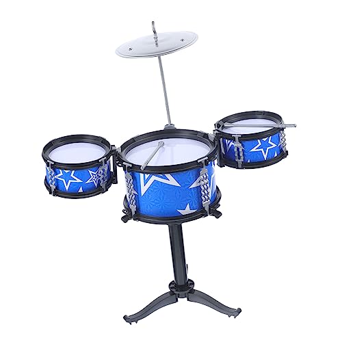 Vaguelly Drum Set Toy Simulation Percussion Instrument für Blau mit Zwei Drumsticks Leuchtenden Farben und Lustigem Design für Musikalische Früherziehung und Sensorische Entwicklung von Vaguelly