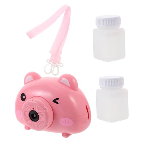 Vaguelly Elektrische Seifenblasenmaschine mit Musik und Tragegurt Leichtes Bubble Maker Schwein Kamera Design für Sommerparty Strand und Outdoor Aktivitäten von Vaguelly