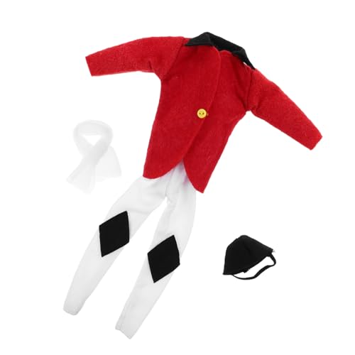 Vaguelly Equestrian Doll Outfit für Puppen Reitjacke Hut Hose Schal in Leuchtendem Rot Formschöne Reitbekleidung für Mini-Puppen Sammlerfreundliches Pferde-kostüm von Vaguelly