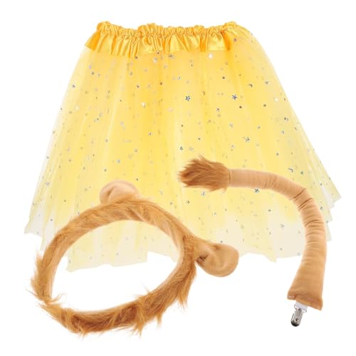 Vaguelly Fluffiges Löwenkostüm mit Ohr Haarreif Tüllrock und Niedliches Tier Cosplay Zubehör für Halloween Fasching Tierparty und Fotorequisiten von Vaguelly