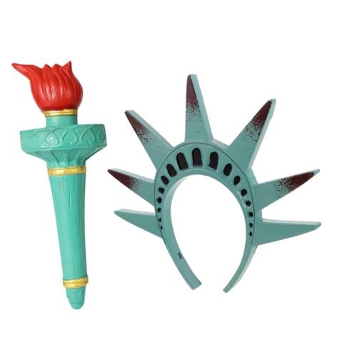 Vaguelly Freiheitsstatue Kostüm Stirnband Krone und Fackel Kopfband für Halloween Party Cosplay Komfortabler Kopfschmuck für Damen und Kostümrollen Vaguelly Freiheitsstatue Kostüm Stirnband Krone und Fackel Kopfband für Halloween Party Cosplay Komfortabler Kopfschmuck für Damen und Kostümrollen von Vaguelly