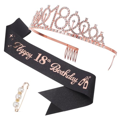 Vaguelly Glitzernde Geburtstagskrone mit Strasssteinen und Schärpe für Mädchen Geburtstag Partyfoto Requisiten Komfortabel Tragbar Stilvolles Geburtstags von Vaguelly