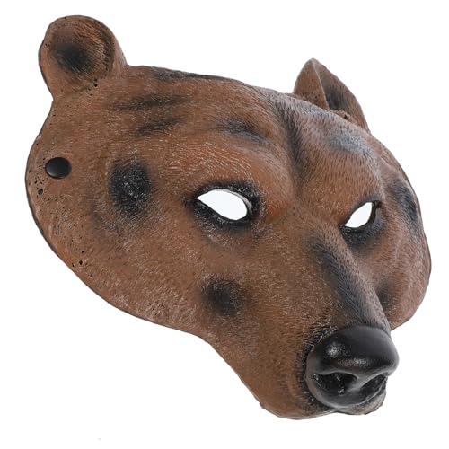 Vaguelly Halbgesichtige Tierbärenmaske LED Kostüme beängstigend Party tragen halloween tiermaske halloween costume halloween masken Bärenmaske für Frauen Maskerade Masken Masse Pu Brown von Vaguelly