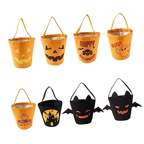 Vaguelly Halloween Baumwoll Handtasche Faltbare Canvas Süßigkeitstaschen für Halloween Feiern Tragbare Aufbewahrungstasche Bunten Designs für Trick Treat und Deko von Vaguelly
