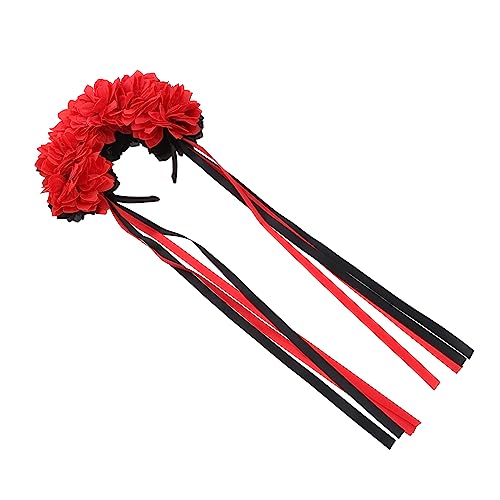 Vaguelly Halloween Blumenkranz Haarreif Rotes Schwarzes Haarschmuck für Damen für Kostüme und Dekorationen zur Halloween Feier Vaguelly Halloween Blumenkranz Haarreif Rotes Schwarzes Haarschmuck für Damen für Kostüme und Dekorationen zur Halloween Feier von Vaguelly