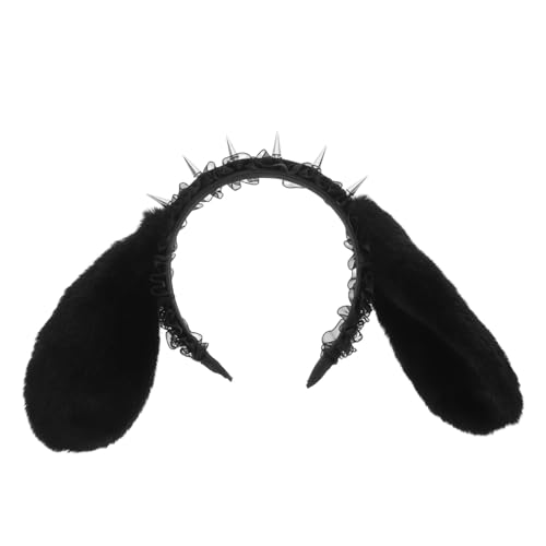 Vaguelly Halloween Bunny Headband mit Spitzen Nieten Punkiges Spitzen Gothischer Hasenohren Haarreif für Frauen Bequemes Halloween Cosplay-kostüm für Party und Maskerade von Vaguelly