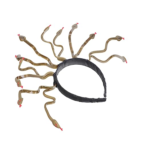 Vaguelly Halloween Cosplay Kopfband Schlangenform Tiefgold Kreativer Kopfschmuck für Damen Einzigartige Medusa Haarschmuck für Fasching und Kostümparty für Halloween und Karneval von Vaguelly