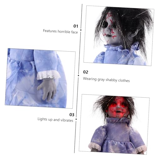 Vaguelly Halloween Gruselige Stimme Aktivierte Induktionspuppe mit Leuchtenden Augen Laufende Horror Dekoration für Halloween Party und Haunted House Batteriefrei Robustes Material für von Vaguelly