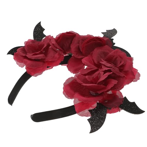 Vaguelly Halloween Haarband Damen mit Rosen und Fledermaus Design Modisches Leichtes Party Haarreif für Halloween Kostüm Festival Schule Geburtstagsfeier Geeignet für Mädchen und Frauen von Vaguelly