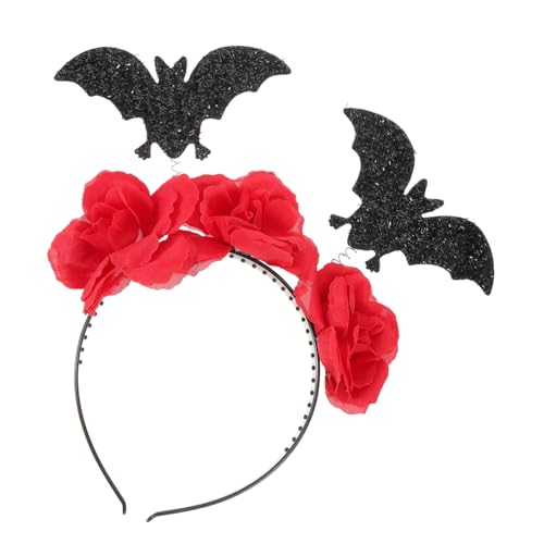Vaguelly Halloween Haarreif Damen Schwarzspinne Haarreif mit Roter Blumendekoration Cosplay Kopfschmuck für Halloween Party Kostüm und Themenfest von Vaguelly