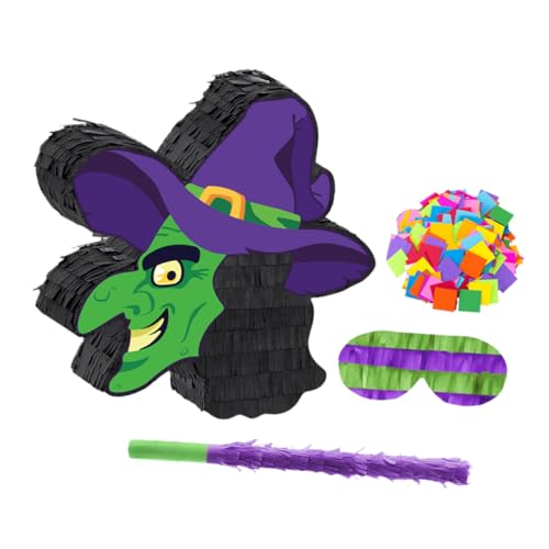 Vaguelly Halloween Hexen-piñata mit Augenbinde und Konfetti Schwarze Party-dekoration für Halloween-feiern Interaktives Spiel für Gäste Inklusive Aufhängung von Vaguelly