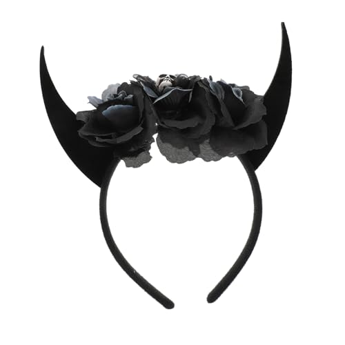 Vaguelly Halloween Skull Stirnband mit Schwarzen Ochsenhörnern Leichtes Cosplay Haarreif Komfortabler Teufelshorn Kopfschmuck für Party Karneval und Halloween Kostüm Vielseitiges Accessoire Vaguelly Halloween Skull Stirnband mit Schwarzen Ochsenhörnern Leichtes Cosplay Haarreif Komfortabler Teufelshorn Kopfschmuck für Party Karneval und Halloween Kostüm Vielseitiges Accessoire von Vaguelly