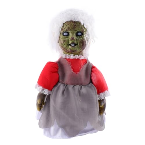 Vaguelly Halloween Sprachaktivierte Leuchtende Geisterpuppe mit Bewegungsmelder Gruselige Walking Deko für Halloween Party und Spukhaus Batteriefrei mit Schaurigem Sound und Realistischer von Vaguelly