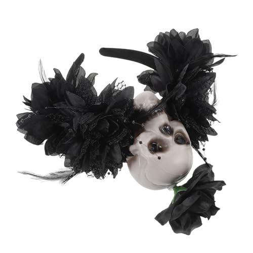 Vaguelly Halloween Totenkopf Haarreif Leichtes Day Of The Dead Headdress Dunkles Gothic Stirnband für Frauen Vielseitiges Cosplay Zubehör für Gruselige Kostüm partys und Kinderschminken von Vaguelly