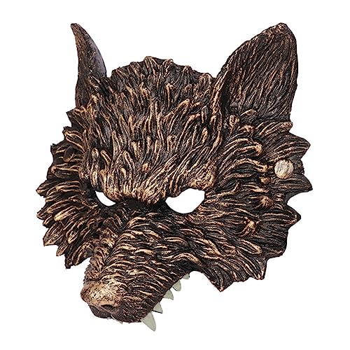 Vaguelly Halloween Wolf Maske Kostüm Maske Halbmaske Wolfsmaske erwachsene Männer tierische Maske halloween costume halloween kleidung dekorative Halloween-Maske Tiere Maske Pu Golden von Vaguelly