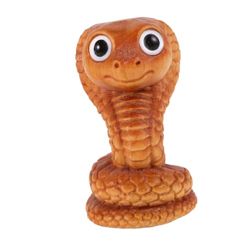 Vaguelly Handgefertigte Hölzerne Schlange Figur Miniaturtierstatue Süßes Großäugige Schlangenschnitzdekor Jahr Der Schlangendekoration Einzigartige Schreibtischverzierungen von Vaguelly