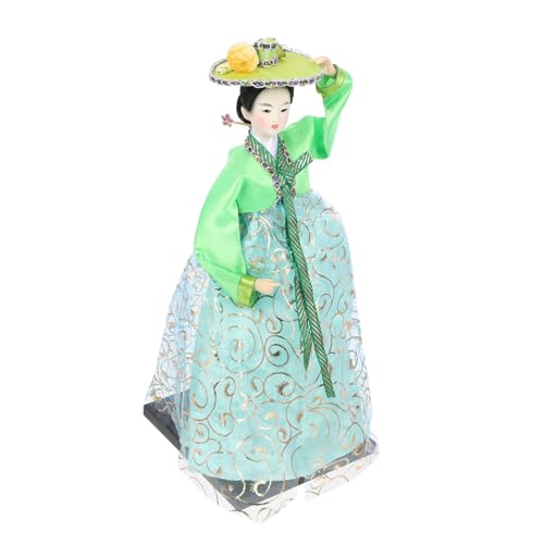 Vaguelly Handgemachte Puppe Grünes Puppenkleid Figuren Puppen Schreibtisch Traditionelle Puppe Mädchen Miniatur Süße Puppe Schreibtisch Ornament Puppendekor Zarte Puppe Koreanisches von Vaguelly