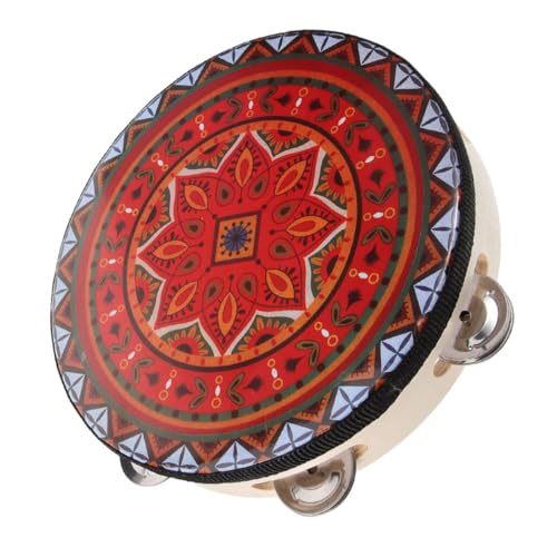 Vaguelly 6-Zoll-handtamburin für Bands Dekoratives Handtrommel-Spielzeug Musikinstrument Rotes Sonnenblumen-Design Aus Holz und Edelstahl Vaguelly 6-Zoll-handtamburin für Bands Dekoratives Handtrommel-Spielzeug Musikinstrument Rotes Sonnenblumen-Design Aus Holz und Edelstahl von Vaguelly