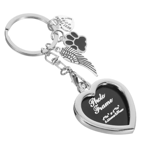 Vaguelly Haustier -Fotorahmenschlüsselkette Hunde-Gedenkschmuck Erinnerung an den Hund Bild Schlüsselanhänger Pet Memory Frame Gedenkbilderrahmen für Haustier Zinklegierung Silver von Vaguelly