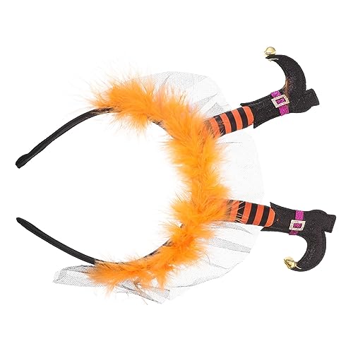 Vaguelly Hexenfuß-stirnband Vampir Halloween Kostüm Gesicht Kopfbedeckung Weiblich Hexenzubehör Damen Maske Neuartiges Stirnband Haarreifen Funkeln Gruselig Stirnbänder Plastik Orange von Vaguelly