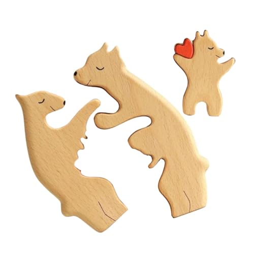 Vaguelly Holz Bärenfamilienfigur DIY Puzzle Teiliges Holzspielzeug Niedliche Skulptur für Kreative Dekoration für Wohnzimmer Kinderzimmer und Vaguelly Holz Bärenfamilienfigur DIY Puzzle Teiliges Holzspielzeug Niedliche Skulptur für Kreative Dekoration für Wohnzimmer Kinderzimmer und von Vaguelly