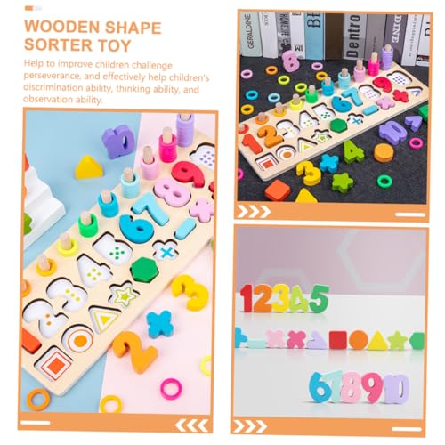 Vaguelly Holz Formen Puzzle für Kleinkinder Pädagogisches Zahlen lernspielzeug aus Langlebigem Holz Farbenfrohe Stapelblöcke Hand Auge koordination und Frühkindlicher Entwicklung von Vaguelly