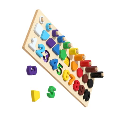 Vaguelly Holz Lernspielzeug für Puzzle Formen Zahlen Brettspiel Pädagogisches Matching für Kleinkinder Hand Auge Koordination und Logischem von Vaguelly
