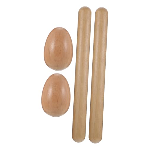Vaguelly Holz Percussion Instrumente Set Teilig mit Rhythmischen Sticks und Holz Eiern für Natürliches Material Kompakt und Sicher für Musikalische Früherziehung und Kreatives von Vaguelly