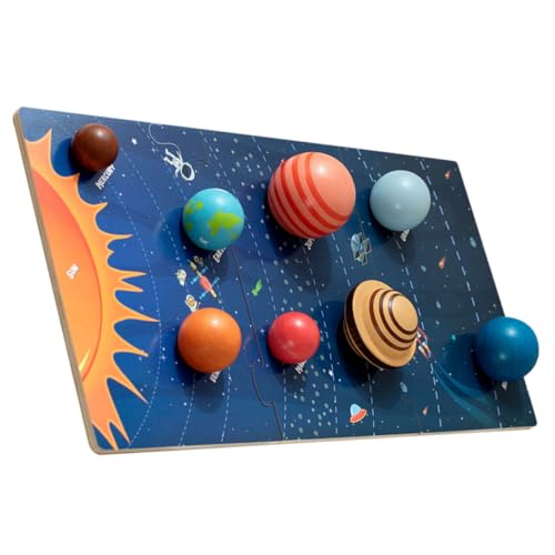Vaguelly Holz Puzzle Weltraum Lernspielzeug Solar System Puzzle Montessori Pädagogisch Fördert Form und Farberkennung Feinmotorik Ab Jahren von Vaguelly