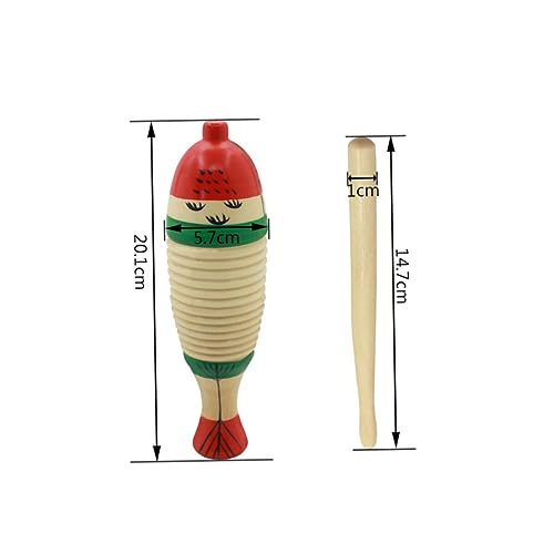 Vaguelly Holz Schlaginstrument mit Schlägel Holzfisch Percussion für Pädagogisches Musikinstrument Holzfarbe von Vaguelly
