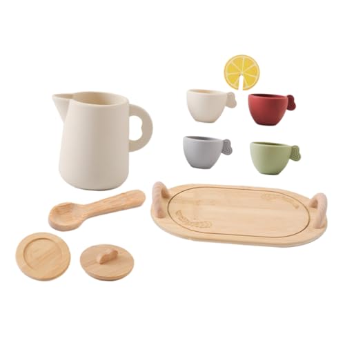 Vaguelly Holz Tee Set für Teeparty Geeignet für Rollenspiele und Kinderküche aus Sicherem Holz und Zubehör für Mädchen und Jungen Ab Jahr von Vaguelly