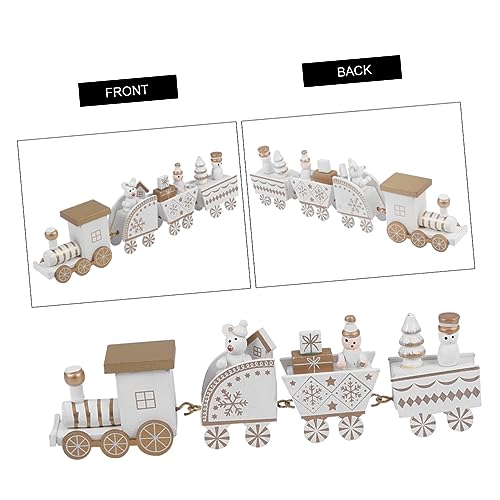 Vaguelly Holzlokomotive Ornamente Dorf Weihnachten Zug Eisenbahn Zubehör für Weihnachtsfeiern Schaufensterdekoration Weihnachtsdekoration Malerei Handwerk hölzern Weiß von Vaguelly