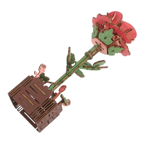 Vaguelly Holzpuzzle Blumen 3D Puzzle Geschenke Praktisches Bauspielzeug Dekorativer Blumenstrauß Blumenbauspielzeug 3D Puzzle Rose Holzrosenpuzzle Pflanzenmodellbausatz Holzrosendekor von Vaguelly