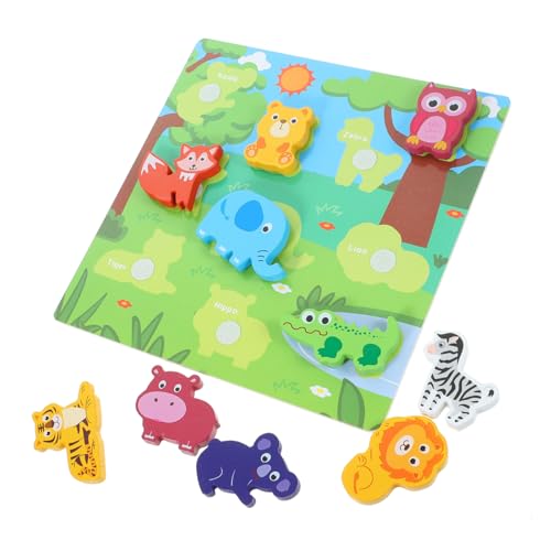 Vaguelly Holzpuzzle Lernspielzeug für Kleinkinder Pädagogisches Steckpuzzle Feinmotorik Kreativität und Hand Auge koordination Sicher mit Glatter Oberfläche Geschenk von Vaguelly