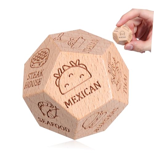 Vaguelly Holzspiel Würfel zur Essensentscheidung Kreatives Spiel für Dates Familienfeiern und Reisen Langlebig und Leicht Perfektes für Ihn und Sie von Vaguelly