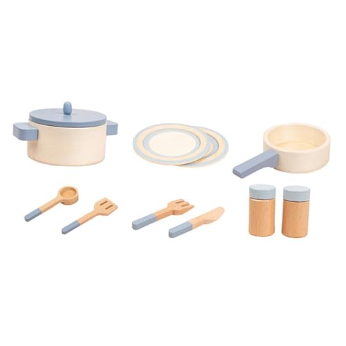 Vaguelly Holzspielküche Kinderküchen Set Teilig Interaktives Kochspielzeug Sicher Abgerundet Fördert Kreativität und Feinmotorik Rollenspiel für Jungen und Mädchen von Vaguelly