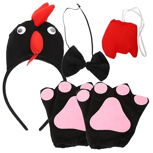 Vaguelly Huhn Kostüm Set mit Tier Haarreif Schleife und Lustiges Cosplay Zubehör für Mädchen Tierparty und Karneval Niedliches Tierkostüm für Aufführungen und Festtage von Vaguelly