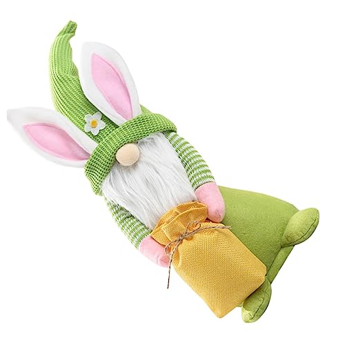 Vaguelly Kaninchen hält eine Geschenkpuppe Gnom Kuscheltier osterparty gefallen Desktop-Kaninchen-Zwergpuppe Osterzwergpuppe Osterhasen-Zwergpuppe Osterdekor Plüsch Green von Vaguelly