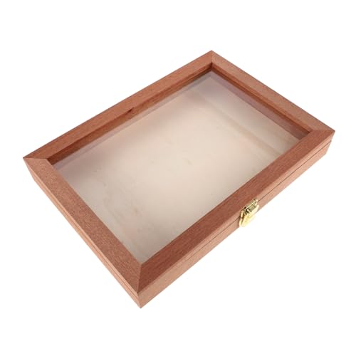 Vaguelly Kasten Aufbewahrungsbox Aus Holz Mustervitrine Aus Holz Aufbewahrungskoffer Für Schmetterlingsproben Schatten Vitrine Glasabdeckung Für Schmetterlingsproben Hölzern Light Brown von Vaguelly
